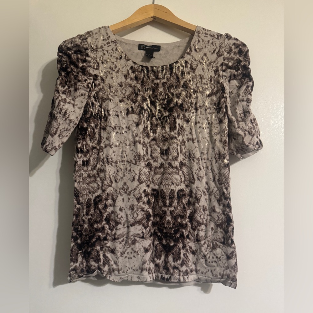 INC International Concepts Brown Patterned Blouse